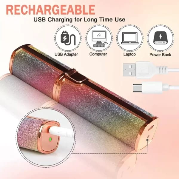 Flawless 2- in- 1 eyebrow trimmer / hair remover with USB charging cable and cleaning brush