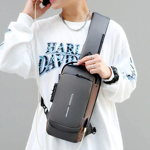 blue and black / Multifunction crossbody shoulder bag / stylish, secure and ready for adventure